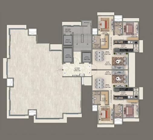 Kolte Patil K52 Khar Project 4BHK Floor Plan