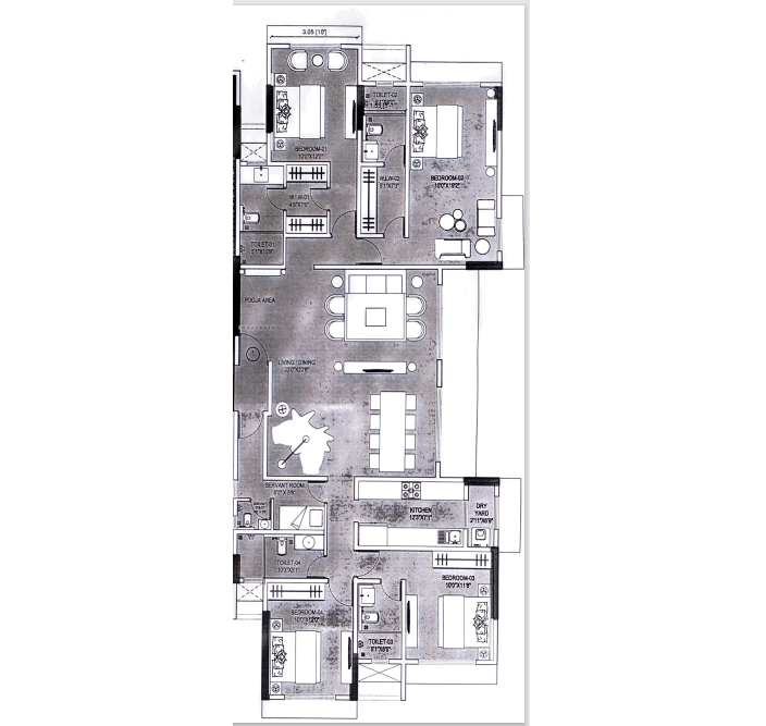 Kolte Patil Khar west Project 4BHK Floor Plan