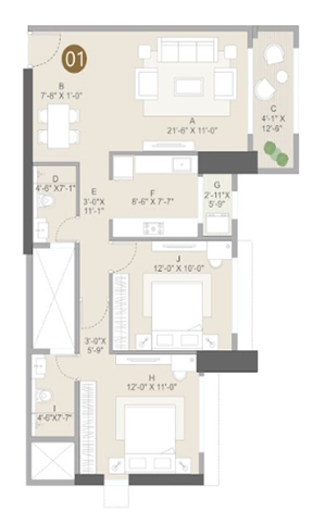 Kolte Patil Vivere Goregaon West 1 BHK Plan