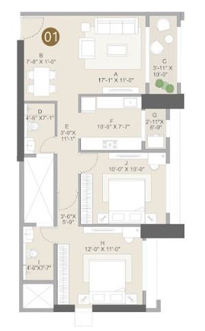 Kolte Patil Vivere Goregaon West 1 BHK Plan