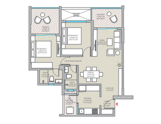 Kolte Patil Springshire 2BHK Floor Plan